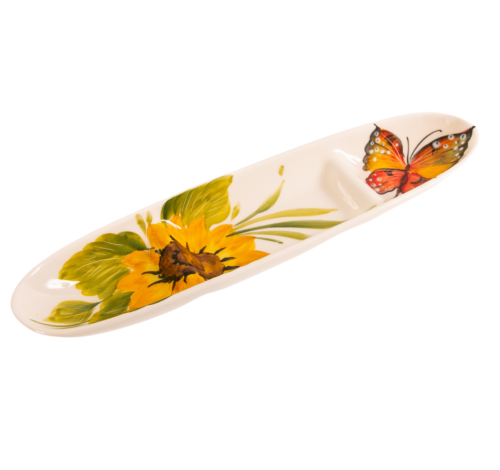 Sunflower & Butterfly Appetizer Plate 34x8.5 cm