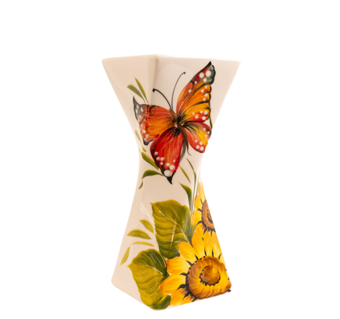Sunflower & Butterfly Vase 13x31 cm