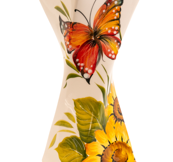 butterfly and sunflowers vase